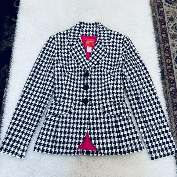 KENZO Studio Paris Black and White Houndstooth Blazer size S